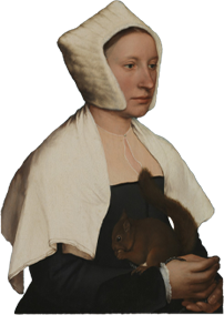 Renaissance portrait holding a small animal