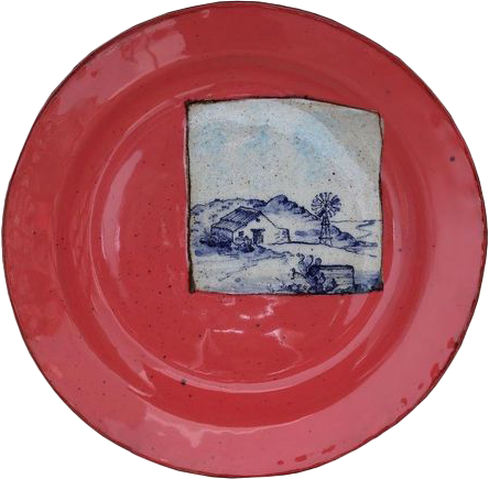 Coral ceramic plate