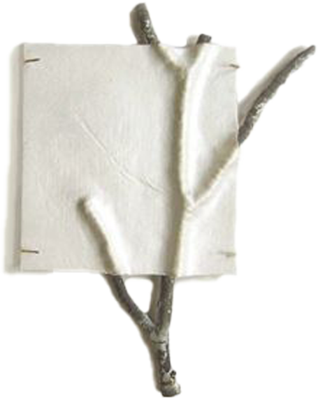 Objeto blanco textil con ramas